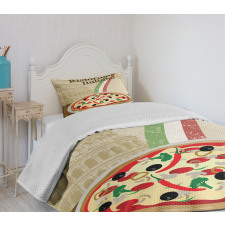 Italian Food Colloseum Bedspread Set