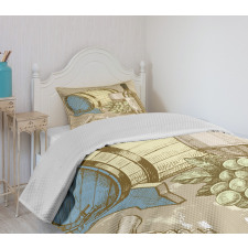 Vintage Themed and Grapes Bedspread Set
