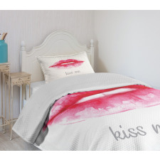 Pink Lipstick Kiss Me Bedspread Set