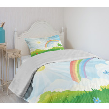 Sun and Rainbow Flowers Bedspread Set