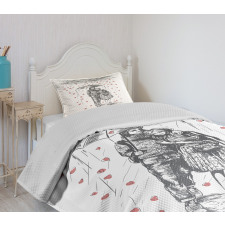 Couple on Rainy Day Bedspread Set