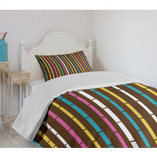 Rainbow Bamboo Sticks Bedspread Set