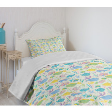 Colorful Aquatic Fauna Bedspread Set