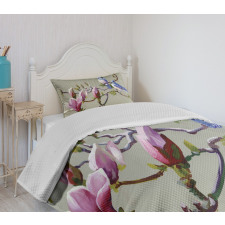Waxwing Sparrow Bird Bedspread Set