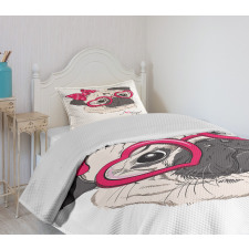 Cartoon Fashion Hipster Dog Bedspread Set