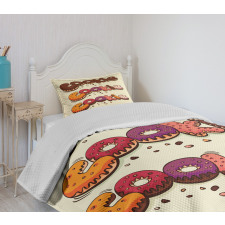 Doodle Style Bakery Theme Bedspread Set