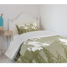 Woodcut Style Mountain Land Bedspread Set