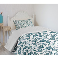 Vintage Sketch Seahorse Bedspread Set