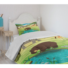 Jungle Bear Giraffe Bedspread Set