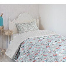 Ships on the Sea Pattern Bedspread Set