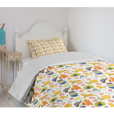 Cartoon Exotic Animals Bedspread Set