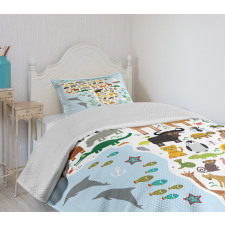 Hyena Giraffe Hippo Bedspread Set