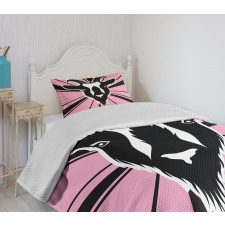 Graphic Goat Head Artwork Bedspread Set