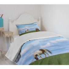 Horses Grazing Meadow Bedspread Set