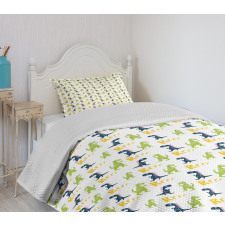 Happy Cartoon Dino Bedspread Set