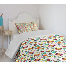 Colorful Summer Insects Bedspread Set