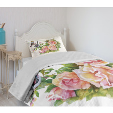 Sparrows on Roses Bedspread Set