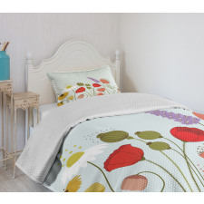 Daisy and Peony Pattern Bedspread Set