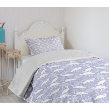 White Crowned Cranes Bedspread Set