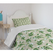 Exotic Flowers Branches Bedspread Set