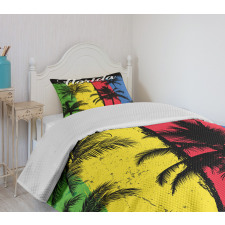 Grunge Palms Colorful Bedspread Set
