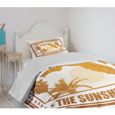 Orange Travel Stamp Bedspread Set