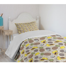 Papaya Coconut Pineapple Bedspread Set