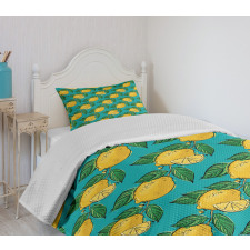 Hand Drawn Style Lemons Bedspread Set