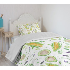 Fresh Salad Ingredients Bedspread Set