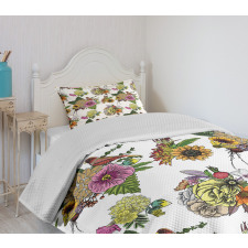 Leaves and Sunflowers Bedspread Set