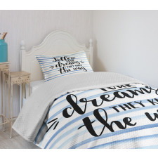 Calligraphy on Stripe Bedspread Set