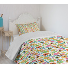 Colorful Cartoon Fish Bedspread Set