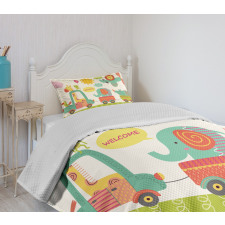 Train with Jungle Animals Bedspread Set