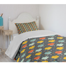 Cartoon Colorful Frogs Bedspread Set