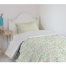 Fresh Foliage Flower Blooms Bedspread Set