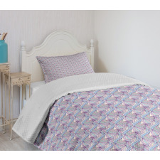 Pastel Tone Doodle Waves Bedspread Set