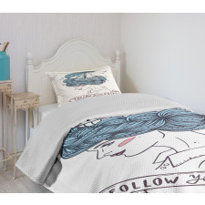 Girl with Blue Hair Bedspread Set