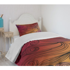 Doodle Waves with Stripes Bedspread Set