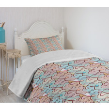 Soft Colored Tangled Lines Bedspread Set