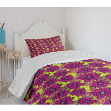 Contrast Pastel Petals Bedspread Set