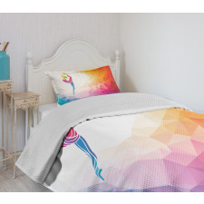 Polygonal Girl Motif Bedspread Set
