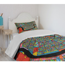 Colorful City Map Bedspread Set