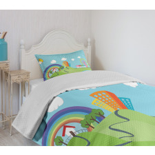 Cartoon Village Bedspread Set