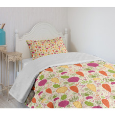 Doodle Root Vegetable Bedspread Set