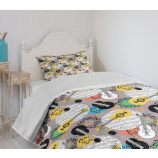 Guitars Notes Bedspread Set