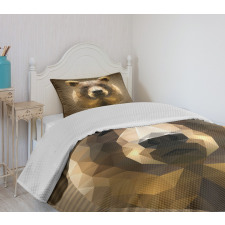 Geometric Grizzly Portrait Bedspread Set