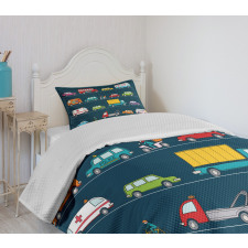 Trucks Van Bikes Bedspread Set