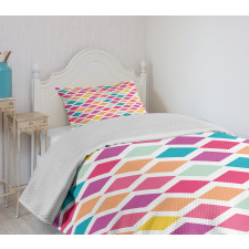 Rhombus Shapes Mosaic Bedspread Set