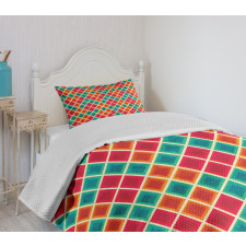 Vibrant Grunge Rhombus Bedspread Set