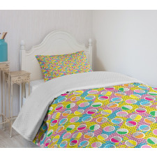 Memphis Style Circles 80s Bedspread Set